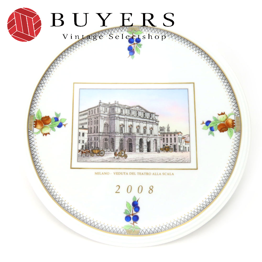 中古 リチャードジノリ 食器 イヤープレート2008 1735 陶器 ホワイト マルチカラー MILANO スカラ座の眺め インテリア レディース メンズ