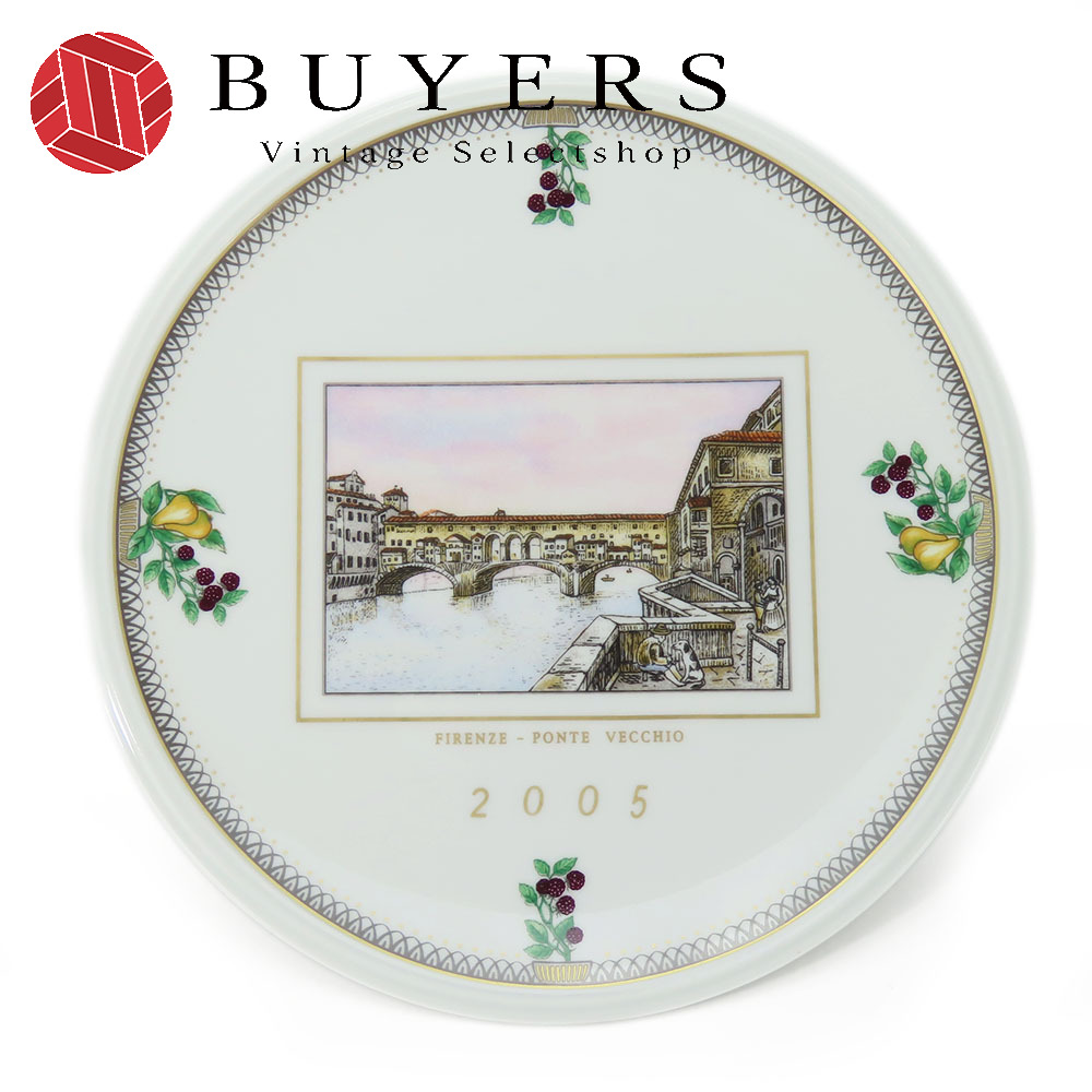 中古 リチャードジノリ 食器 イヤープレート2005 陶器 ホワイト マルチカラー FIRENZE インテリア ポンテヴェッキオ レディース 女性 Ric