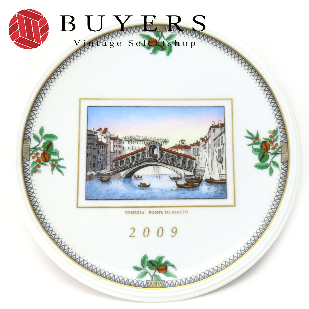 中古 リチャードジノリ 食器 イヤープレート2009 1735 陶器 ホワイト マルチカラー ベネツィアーリアルト橋 インテリア レディース メン