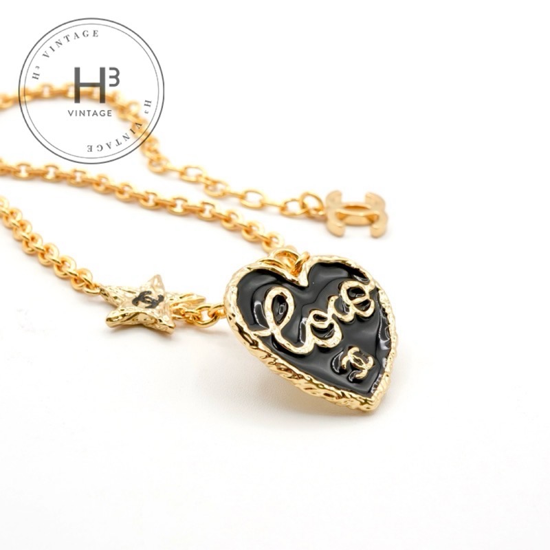 シャネル CHANEL ネックレス ペンダント チョーカー ゴールド ブラック ココマーク スター ハート