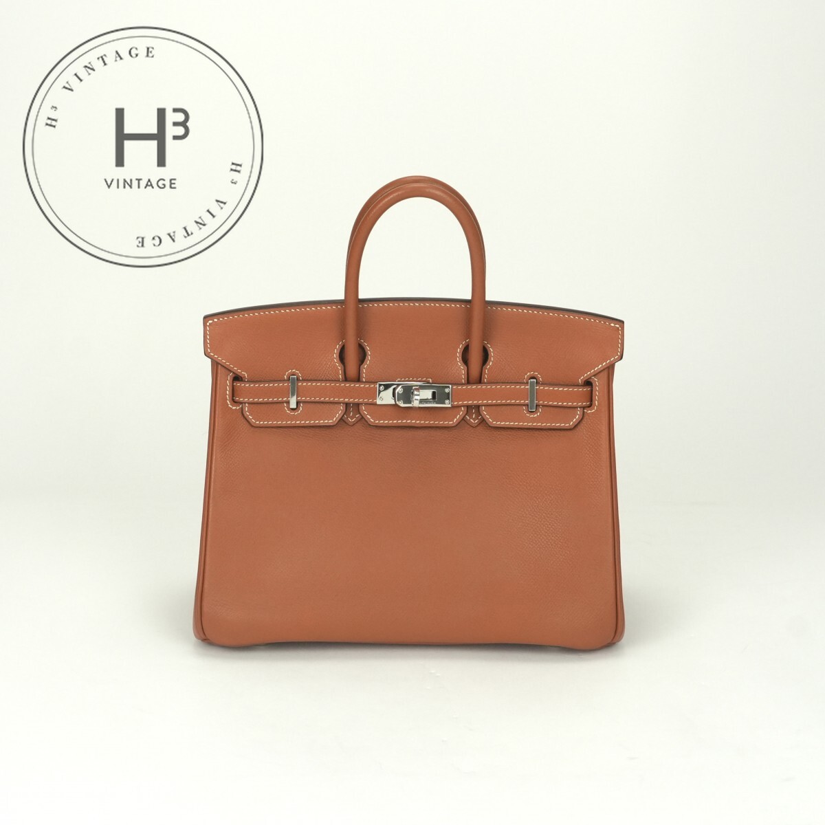 エルメス HERMES バーキン25 バーキン 25 バッグ トートバッグ エプソン コニャック ブラウン 茶 シルバー金具 ヴォーエプソン
