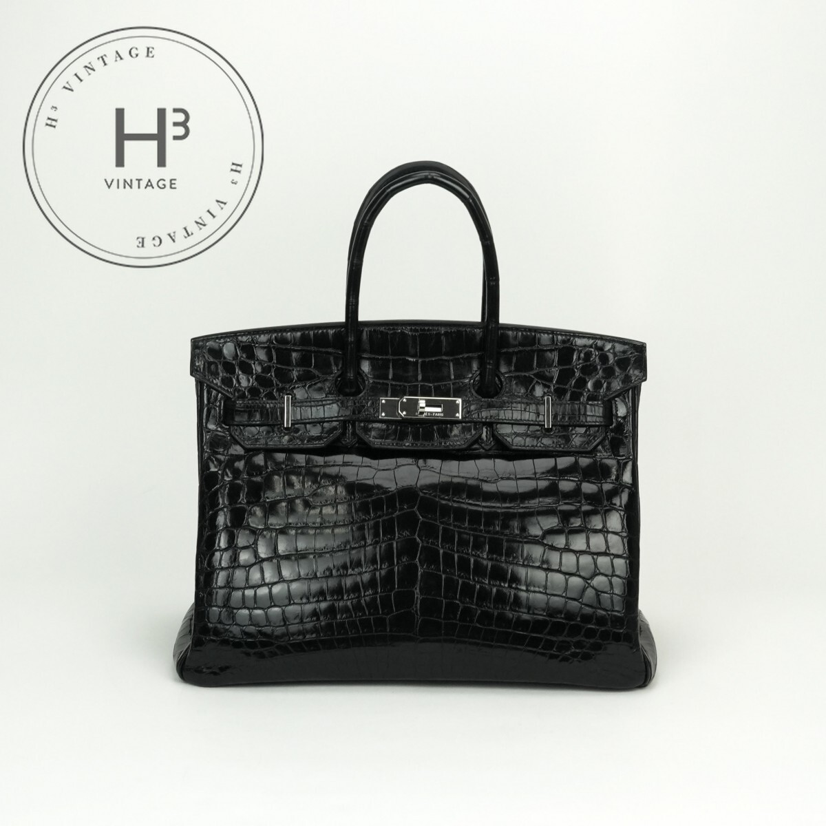 エルメス HERMES バーキン35 バーキン 35 バッグ トートバッグ クロコダイル ニロティカス ノワール noir ブラック black 黒 シルバー金