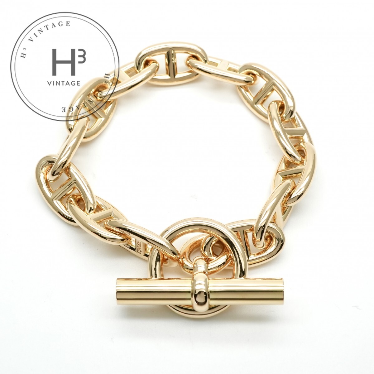 エルメス HERMES シェーヌダンクル ブレスレット バングル カフ 750 ゴールド 金