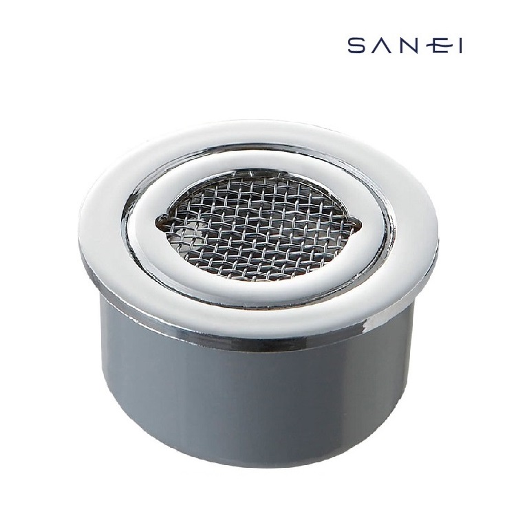 SANEI 兼用防虫目皿 H44-75 ●VP、VUパイプ兼用 ●接着式 ●材質 ・本体：黄銅、ABS樹脂 ・網：♯16ステンレス ※VU管対応用のソケットがはまった状態でのお届けとなります。 VP管