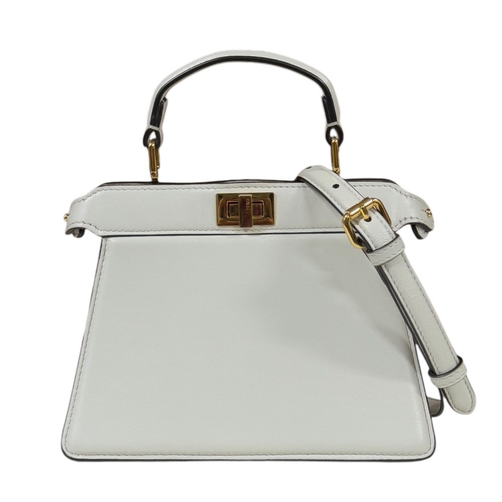 フェンディ ピーカブー I See U プチ ショルダーバッグ レザー 8BN335 ホワイト レディース FENDI 中古 R & Kリサイクルキング