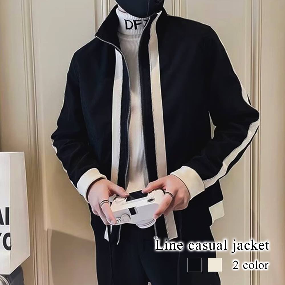 【商品名】ラインカジュアルジャケット【カラー】ブラック ベージュ【サイズ】M L XL 2XL 3XL【サイズ表記】・Mサイズ:着丈68 身幅106 肩幅49 袖丈57・Lサイズ:着丈70 身幅110