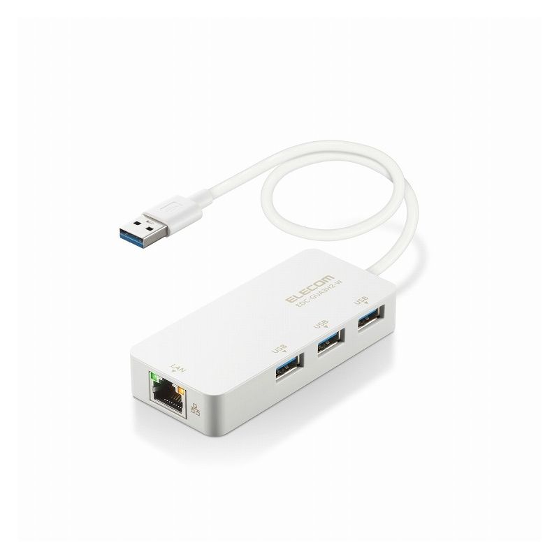 【商品特長】■USBハブ部は、高速転送可能なUSB3.0ポート(USB-A)を3ポート搭載しています。 ■ドライバーのインストールが不要でLANアダプターをパソコンに接続するだけで使用することが可能で