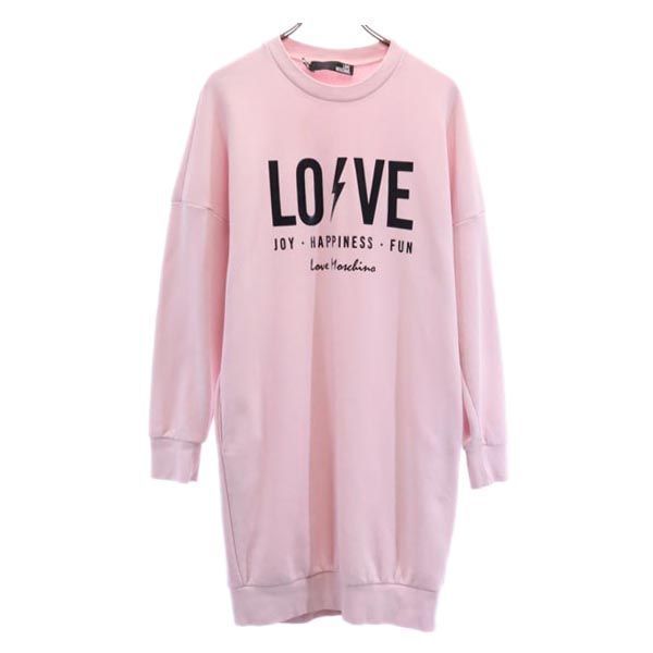 ラブモスキーノ ロゴプリント 長袖 スウェット ワンピース 4 ピンク系 LOVE MOSCHINO レディース