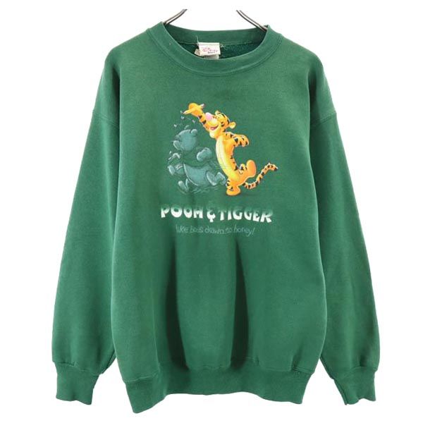 ディズニー 90s USA製 オールド ティガー 長袖 スウェット トレーナー グリーン Disney 裏起毛 メンズ ※サイズに関しまして実寸も参考にお願いいたします。(サイズ不明、男女どちらか不明