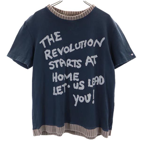 フィフティーファイブディーエスエル ロゴプリント 半袖 Tシャツ M ネイビー系 55DSL メンズ