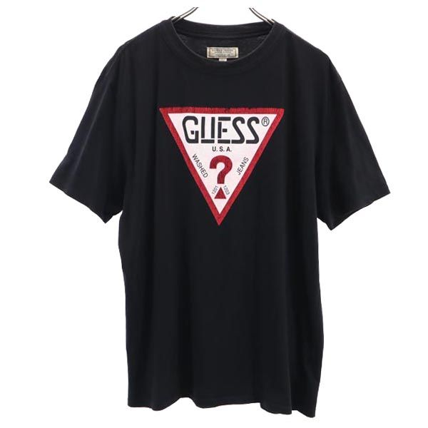 ゲス トライアングルロゴ プリント 半袖 Tシャツ S ブラック系 Guess メンズ ※サイズに関しまして実寸も参考にお願いいたします。(サイズ不明、男女どちらか不明、紳士服のサイズ表記など当店でも