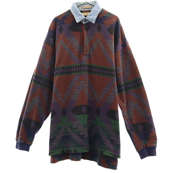 ゲス 総柄 長袖 ポロシャツ M Guess メンズ