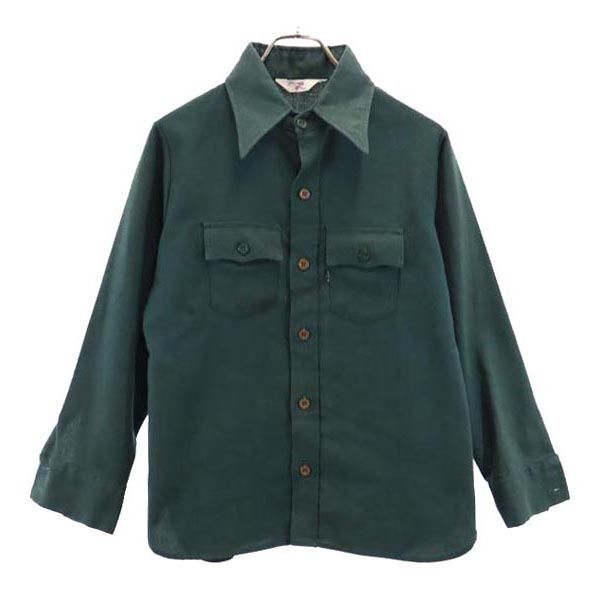 リーバイス 70s オールド ヴィンテージ ビッグE 長袖 シャツ グリーン Levi's レディース ※サイズに関しまして実寸も参考にお願いいたします。(サイズ不明、男女どちらか不明、紳士
