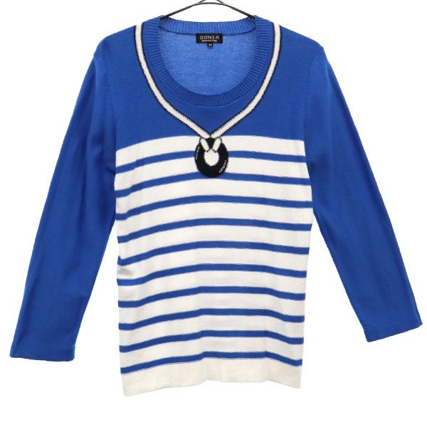 ソニアリキエル 総柄 長袖 Tシャツ 40 ブルー系 Sonia Rykiel レディース