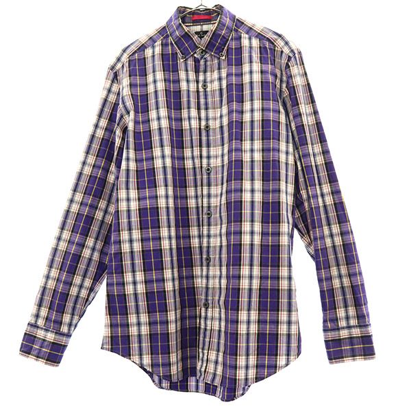 ピーエス ポールスミス 日本製 チェック 長袖 ボタンダウンシャツ M パープル系 PS Paul Smith メンズ ※サイズに関しまして実寸も参考にお願いいたします。(サイズ不明、男女どちらか不明