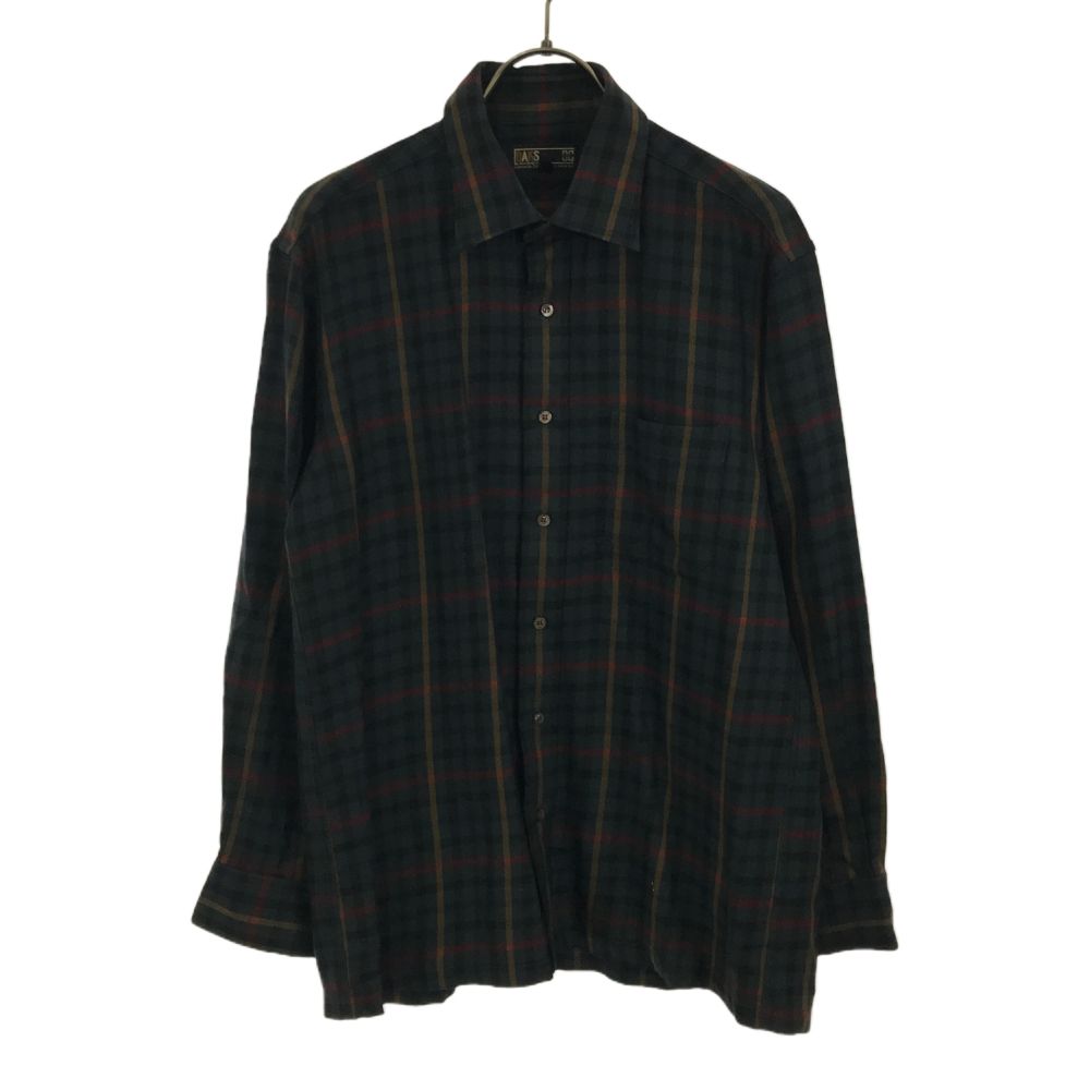ダックス 日本製 長袖 チェックシャツ M グリーン系 DAKS メンズ