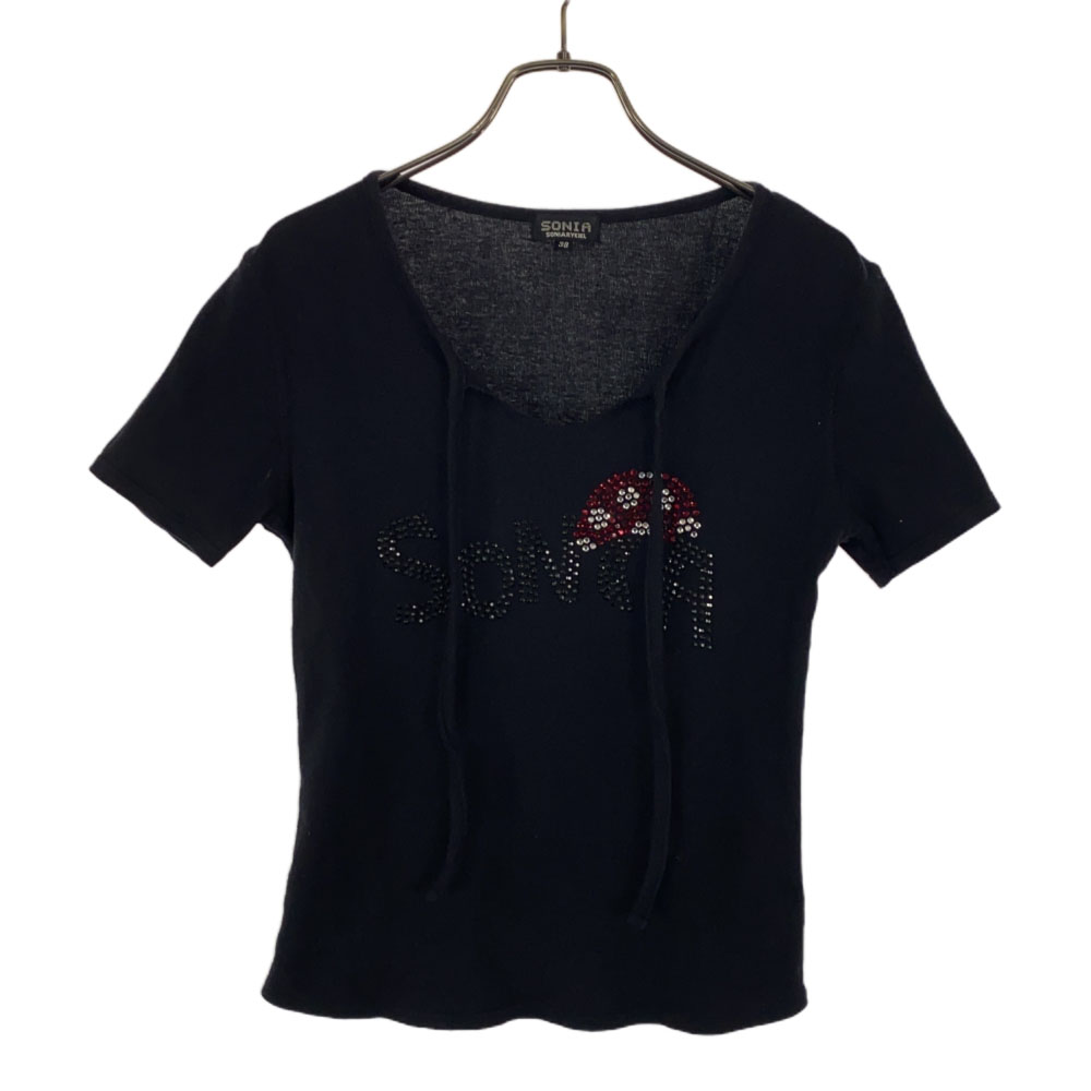ソニアソニアリキエル ラインストーン 半袖 Tシャツ 38 ブラック SONIA SONIA RYKIEL レディース