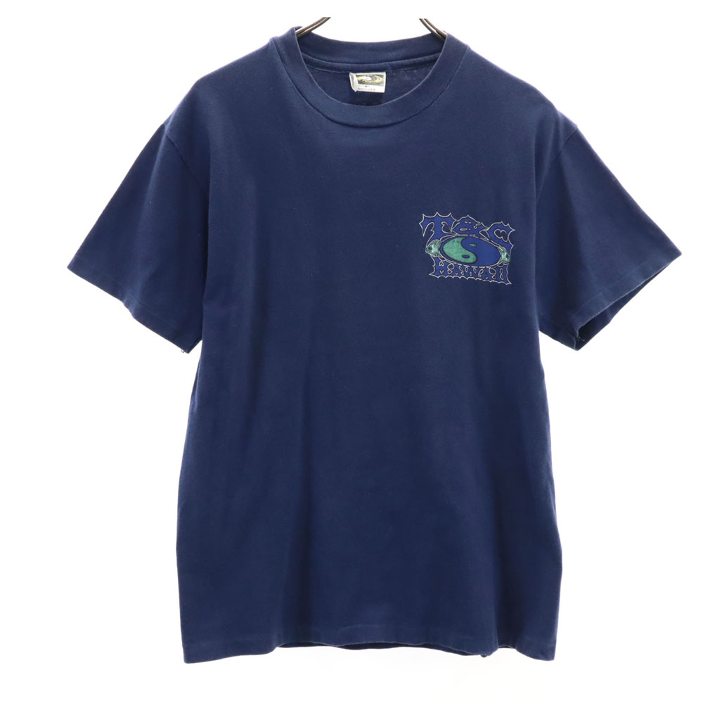 タウンアンドカントリー 90s USA製 オールド シングルステッチ バックプリント 半袖 Tシャツ M ネイビー Town & Country メンズ