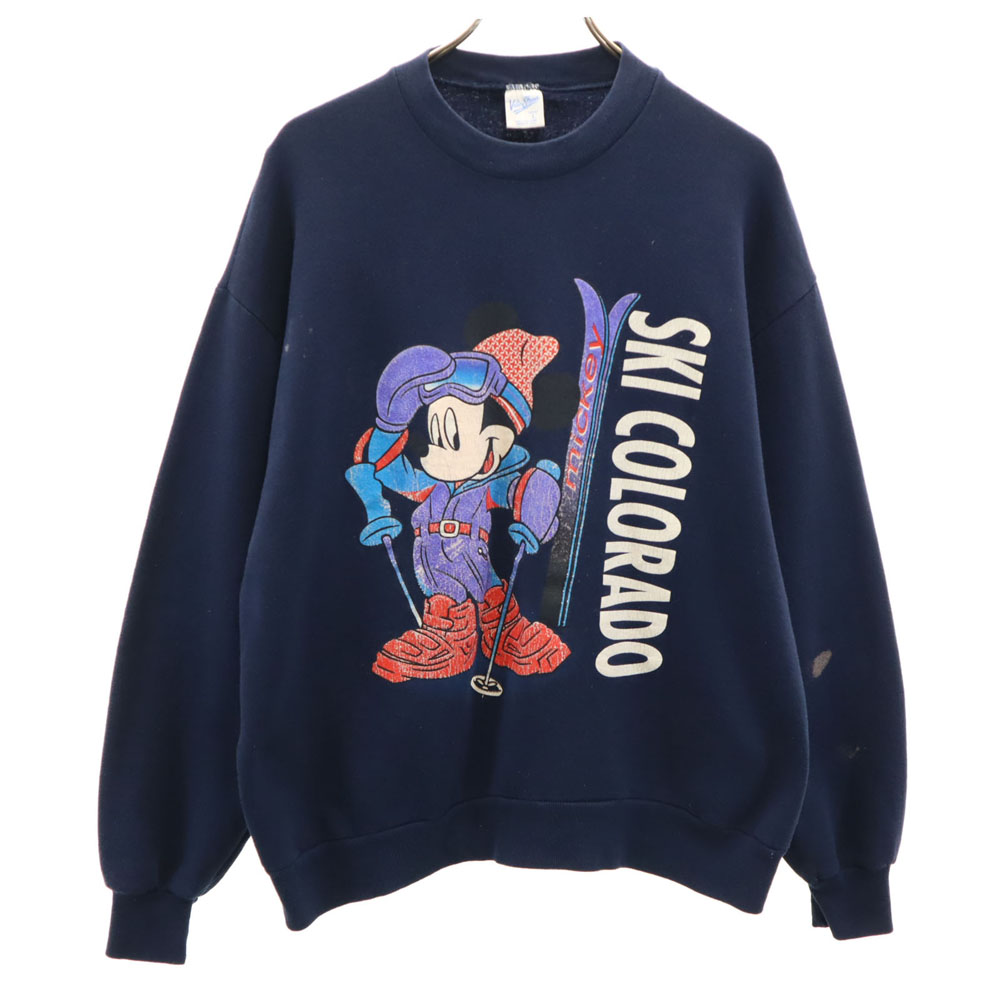 ベルバシーン 90s オールド ミッキーマウス 長袖 スウェット トレーナー L ネイビー Velva Sheen ディズニー メンズ ※サイズに関しまして実寸も参考にお願いいたします。(サイズ不明、