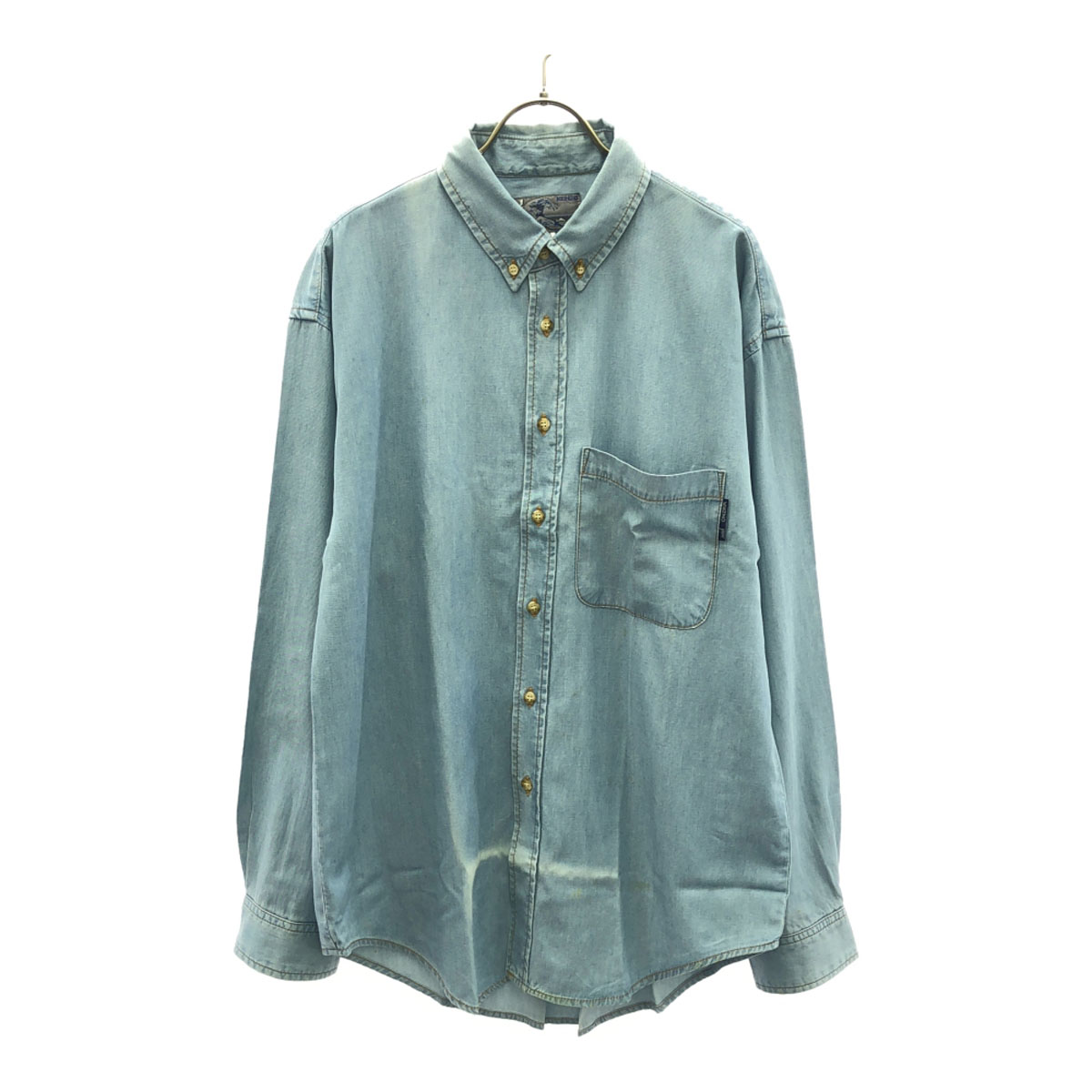ケンゾージーンズ 90s 日本製 オールド 長袖 ボタンダウンシャツ S ブルー系 KENZO JEANS メンズ ※サイズに関しまして実寸も参考にお願いいたします。(サイズ不明、男女どちらか不明、紳
