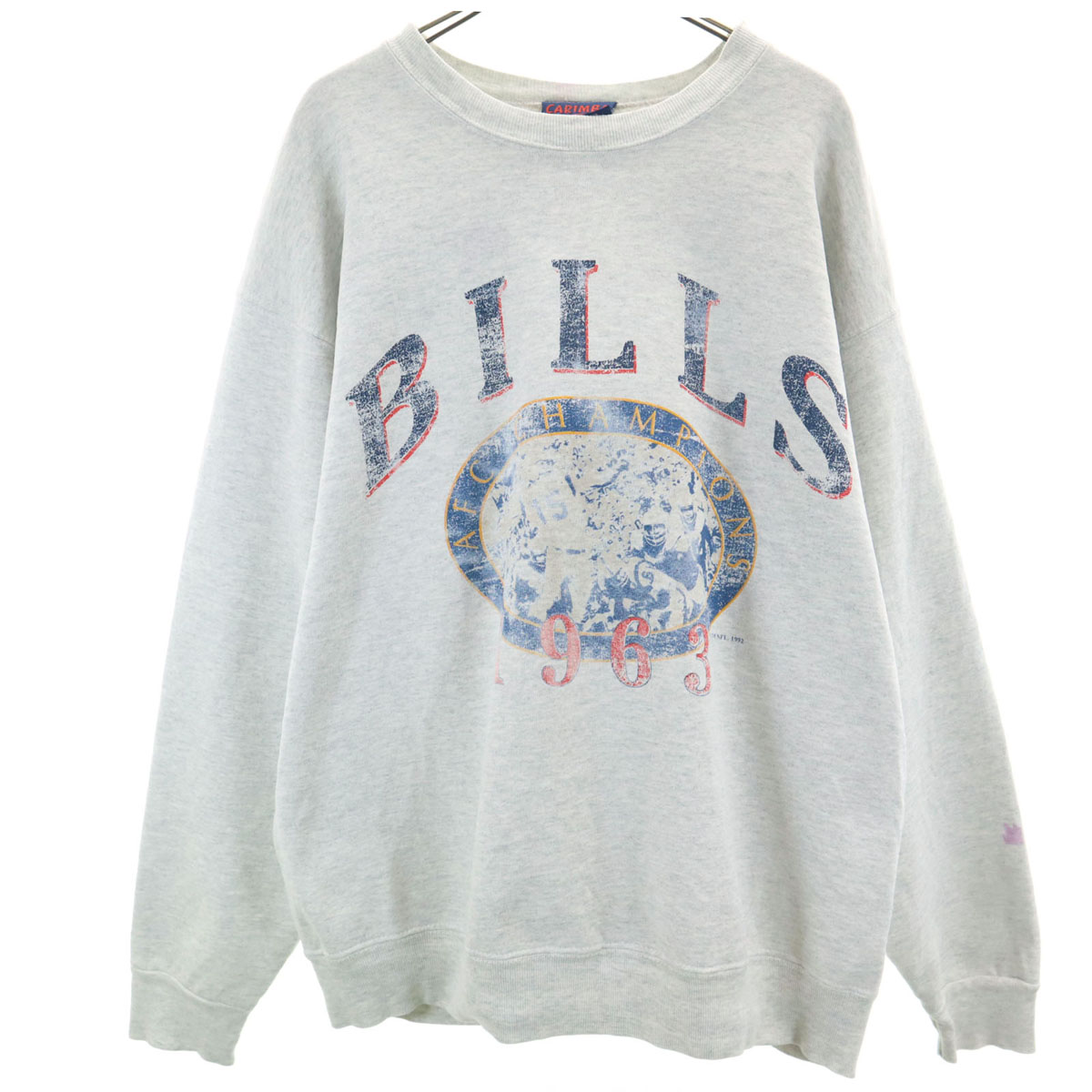 CARIMBA 90s USA製 オールド 1963年 AFC チャンピオンズ BILLS 長袖 スウェット トレーナー L グレー CARIMBA メンズ ※サイズに関しまして実寸も参考にお願いいた