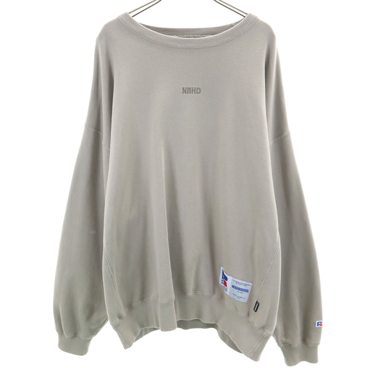 NEIGHBORHOOD ネイバーフッド リバースウィーブ仕様 長袖 トレーナー L ベージュ ×RUSSSELL ATHLETIC メンズ