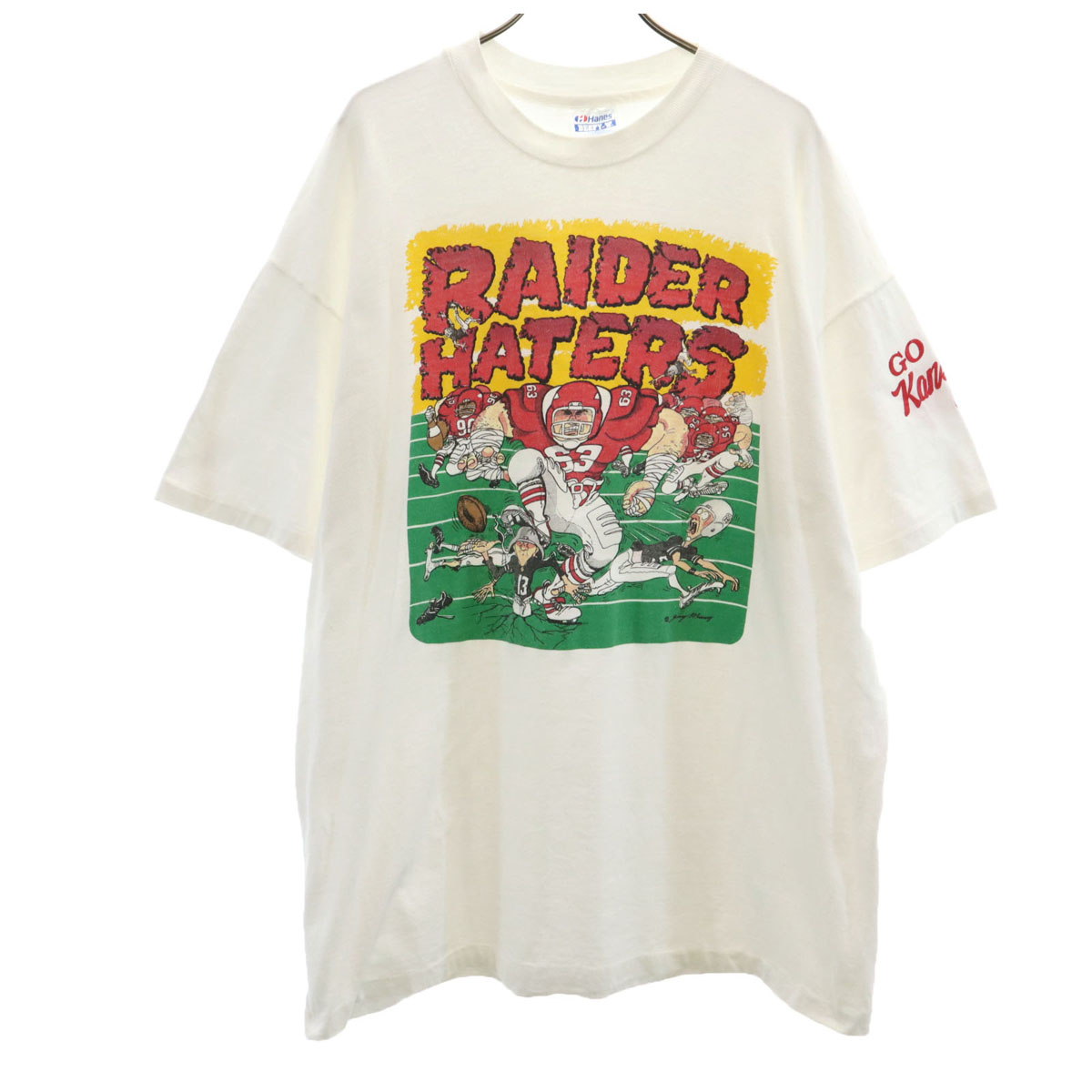 Hanes ヘインズ 80s 90s USA製 オールド アメリカンフットボール RIDER HATERS 半袖 Tシャツ XL シングルステッチ BEEFY-T メンズ
