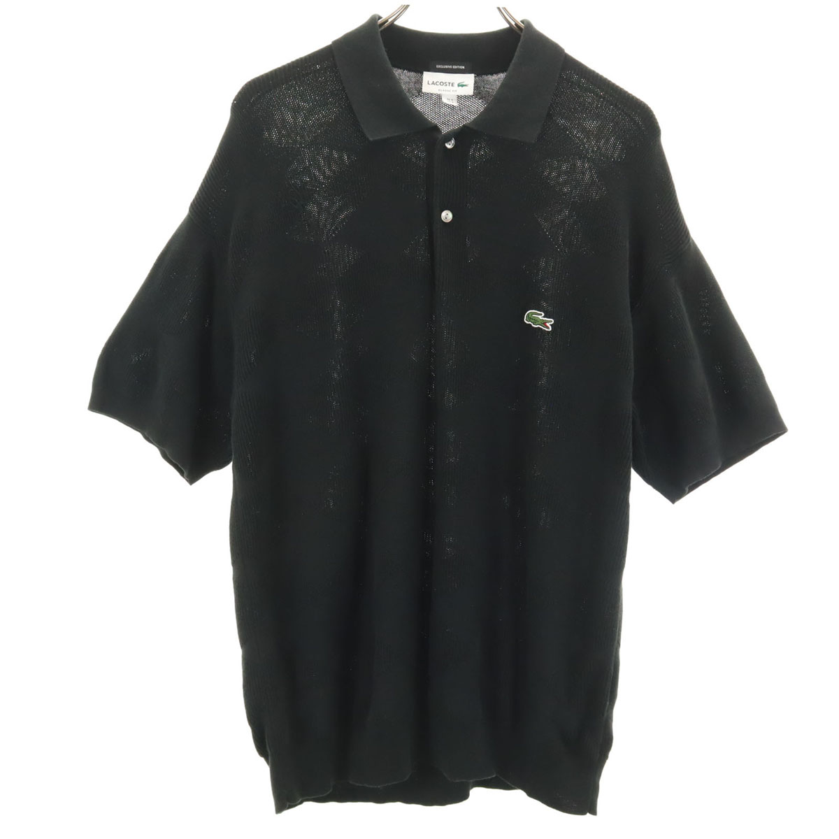 LACOSTE ラコステ CLASSIC FIT 半袖 コットンニット ポロシャツ 3 ブラック メンズ