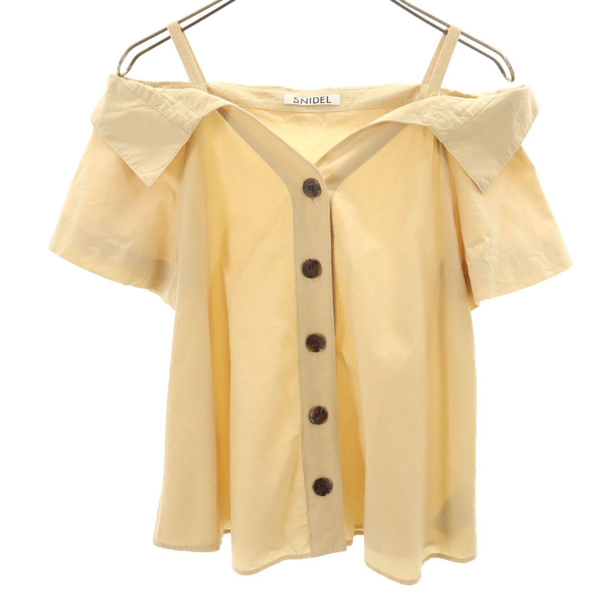 SNIDEL スナイデル 半袖 オープンショルダー シャツ F ベージュ レディース