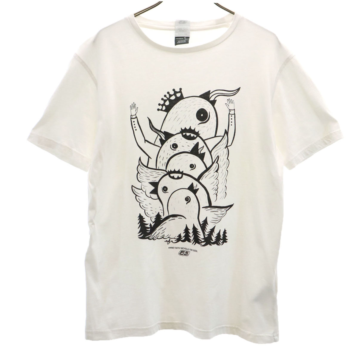 55DSL フィフティーファイブディーエスエル 半袖 Tシャツ L ホワイト レディース