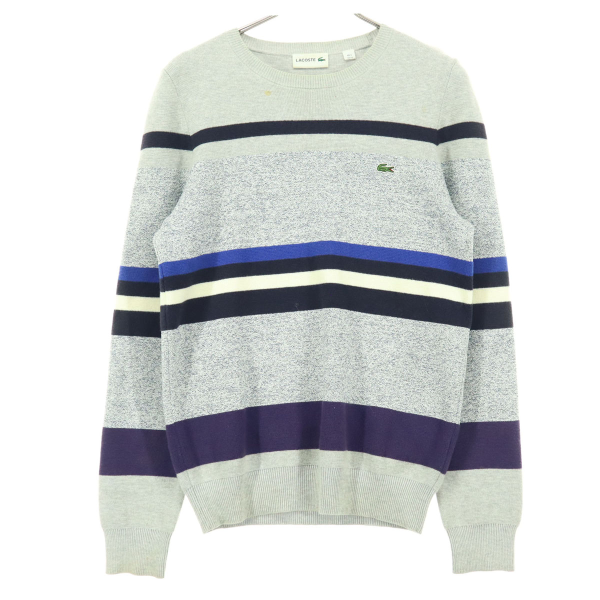 LACOSTE ラコステ ワンポイント 長袖 セーター グレー メンズ