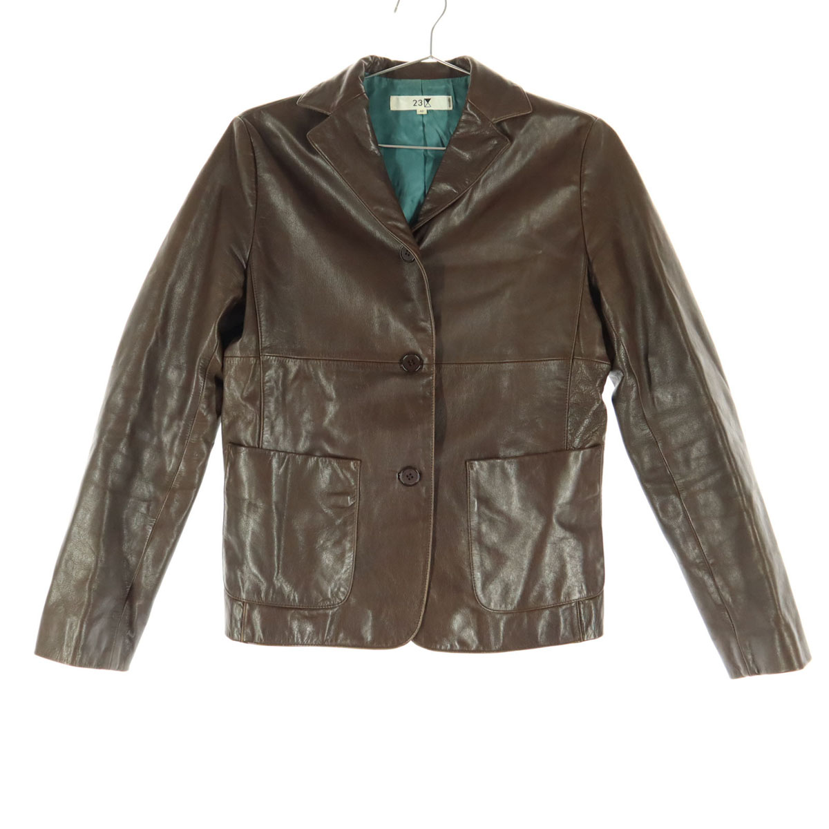 23ku 23区 長袖 レザージャケット 40 ブラウン オンワード ONWARD レディース