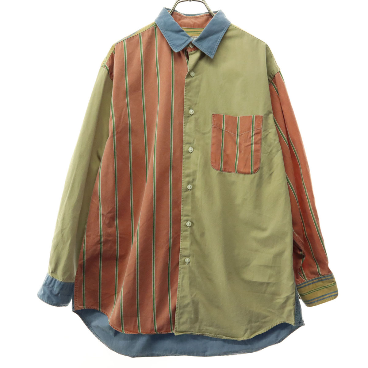 SCHIATTI スキャッティ ストライプ柄 長袖 クレイジーパターン シャツ 1 オレンジ系 メンズ