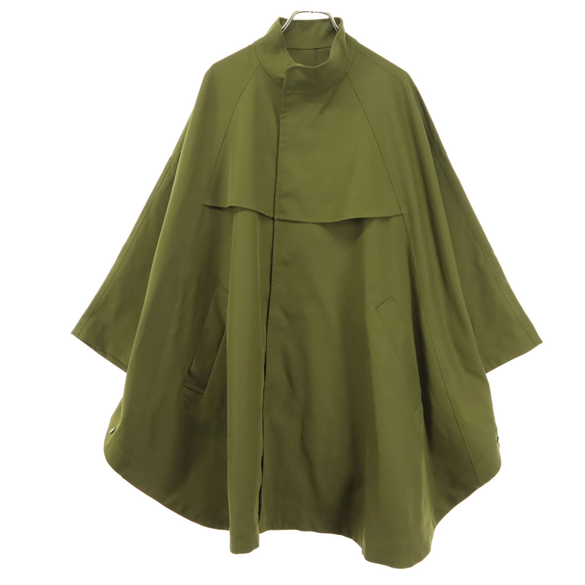 美品 ROPE PICNIC ロペピクニック スタンドカラー ポンチョ 38 カーキ レディース