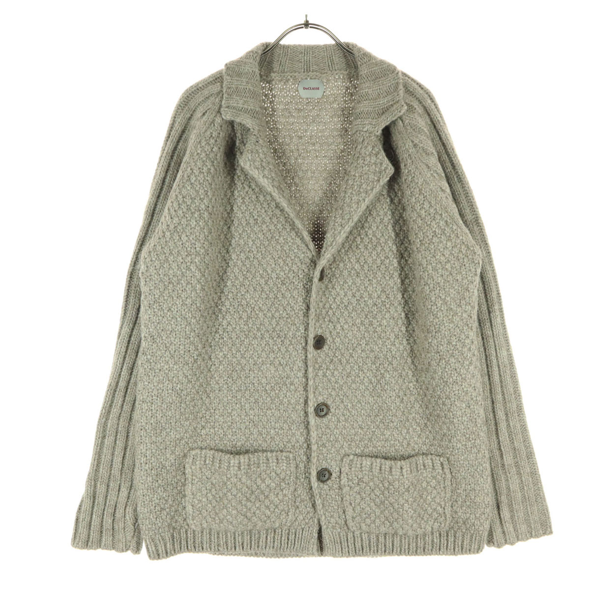 美品 DoCLASSE ドゥクラッセ 長袖 ニットジャケット XL ベージュ メンズ