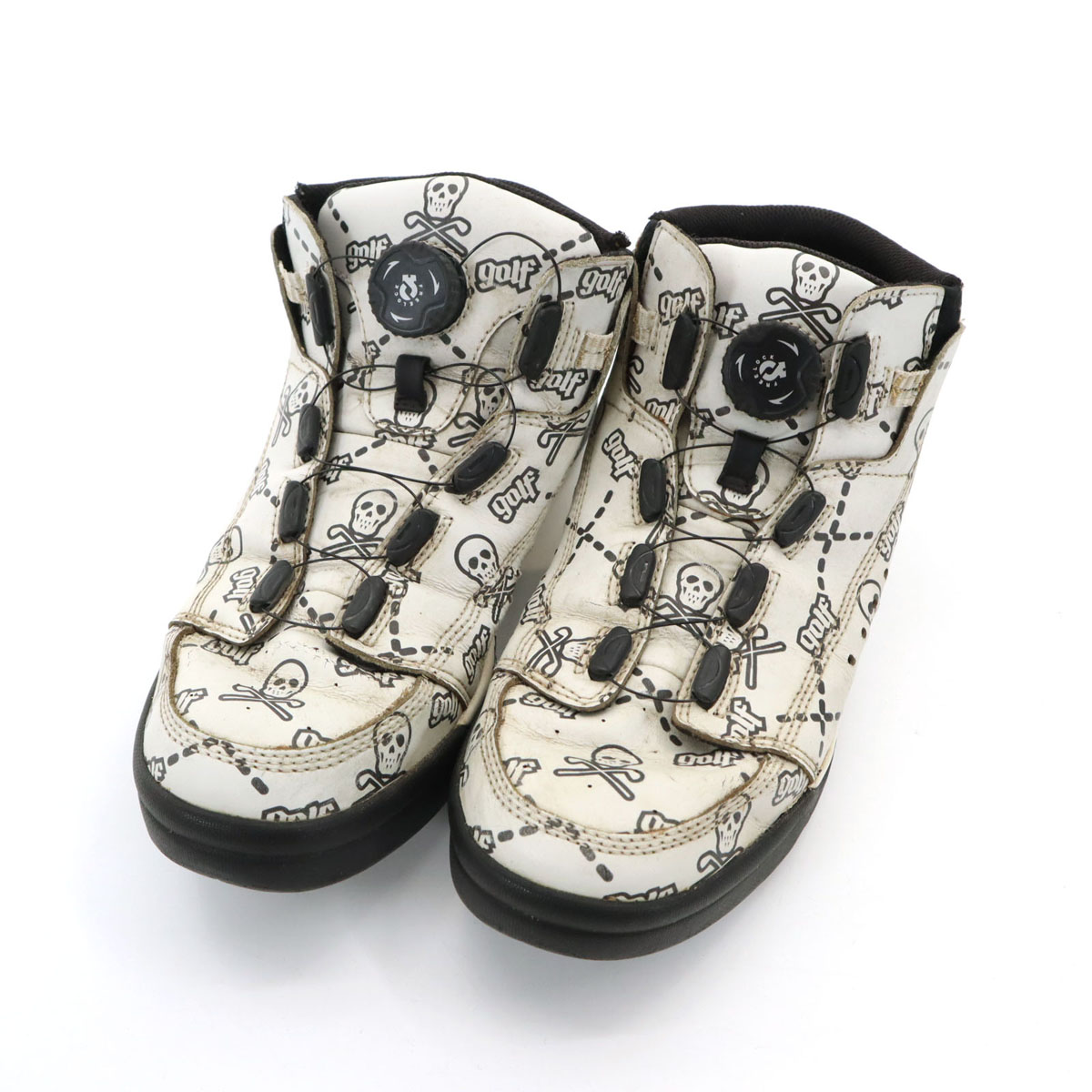 MARK & LONA マークアンドロナ グラヴィス コラボ 総柄 ゴルフ シューズ 26 ホワイト系 メンズ