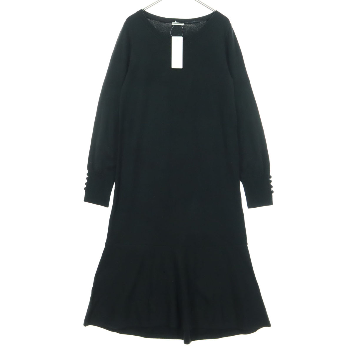 未使用 GU ジーユー 長袖 ニット ロングワンピース S ブラック レディース