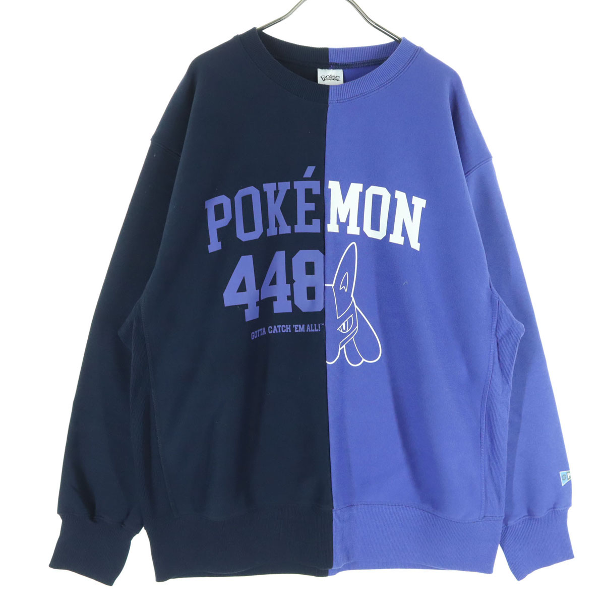 美品 GU ジーユー POKEMON ポケモン コラボ 裏起毛 長袖 トレーナー XL ブルー系 ルカリオ メンズ