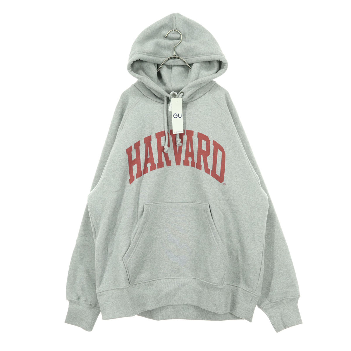 未使用 GU ジーユー カレッジプリント 長袖 スウェットパーカー XL グレー ハーバード大学 ロゴ メンズ