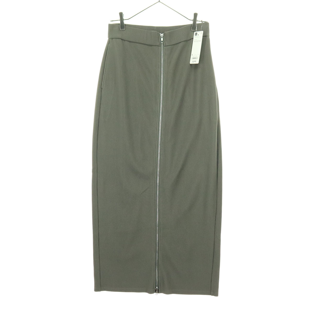 GU ジーユー ロング丈 フロントジップ スカート L グレー レディース