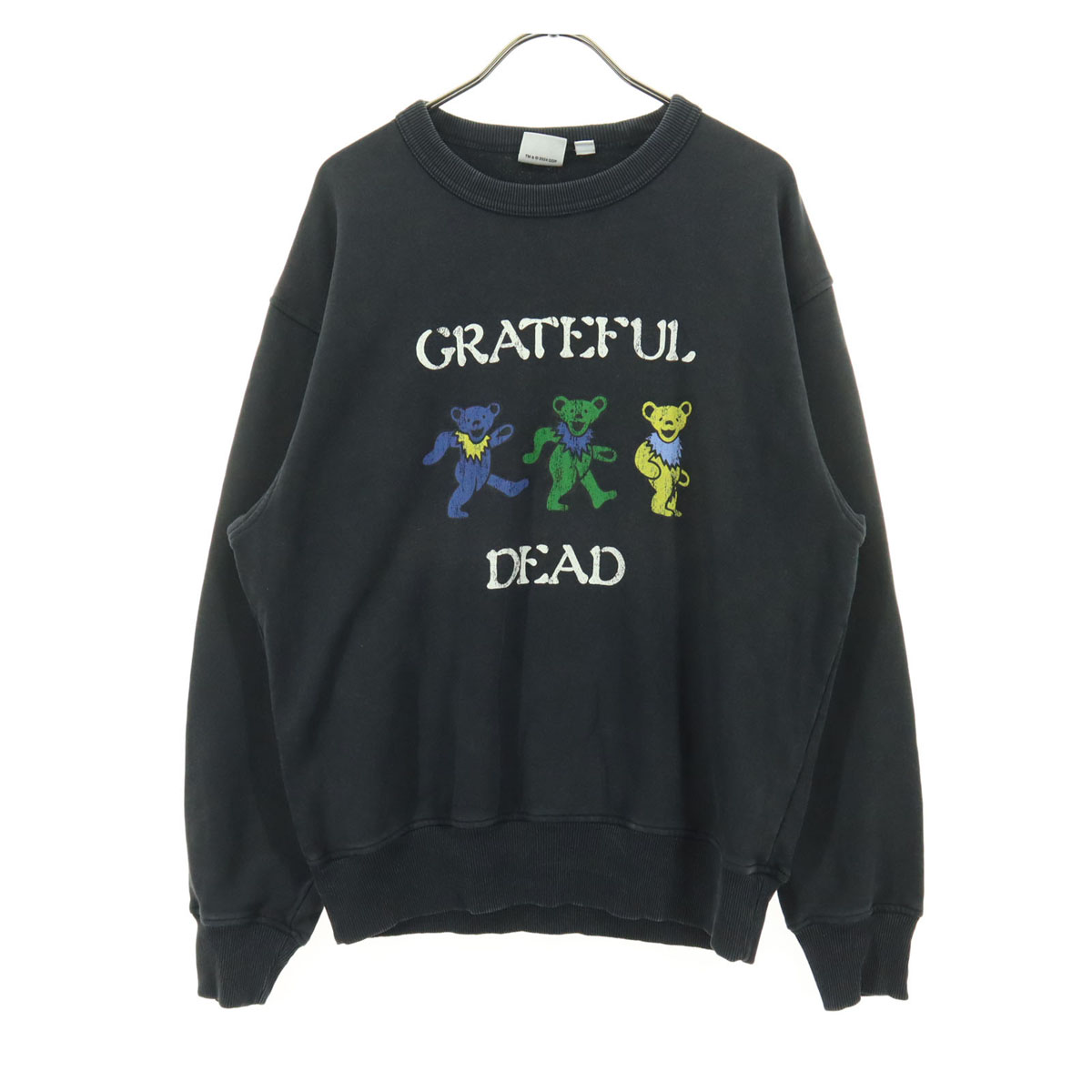 GU ジーユー Grateful Dead グレイトフル・デッド コラボ プリント柄 長袖 スウェット S ダークグレー系 メンズ