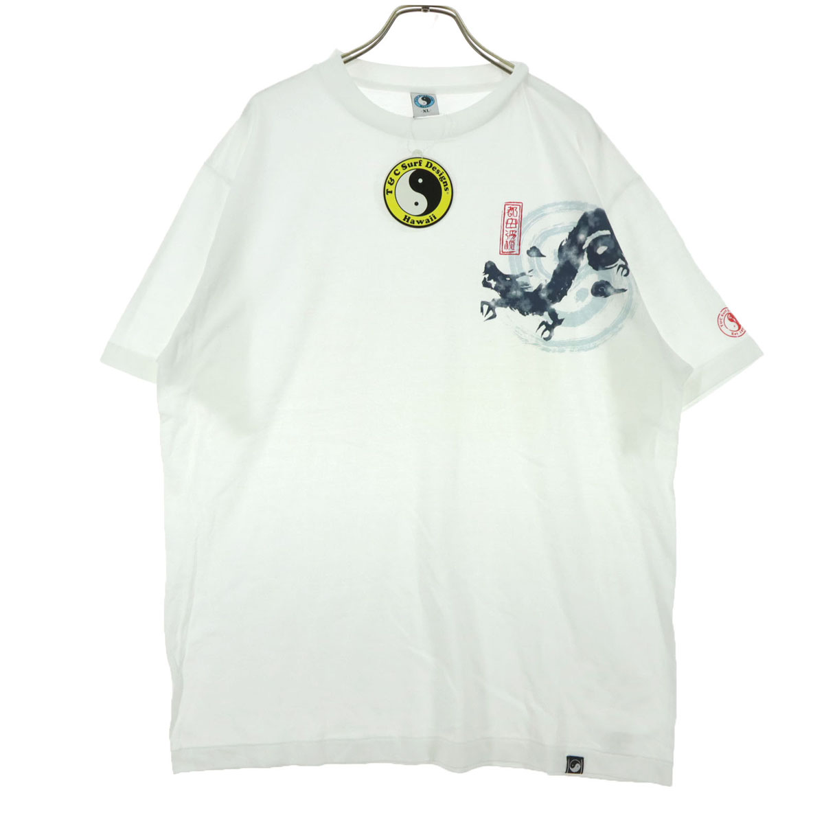 Town & Country タウン & カントリー コットン プリント 半袖 Tシャツ XL ホワイト系 メンズ