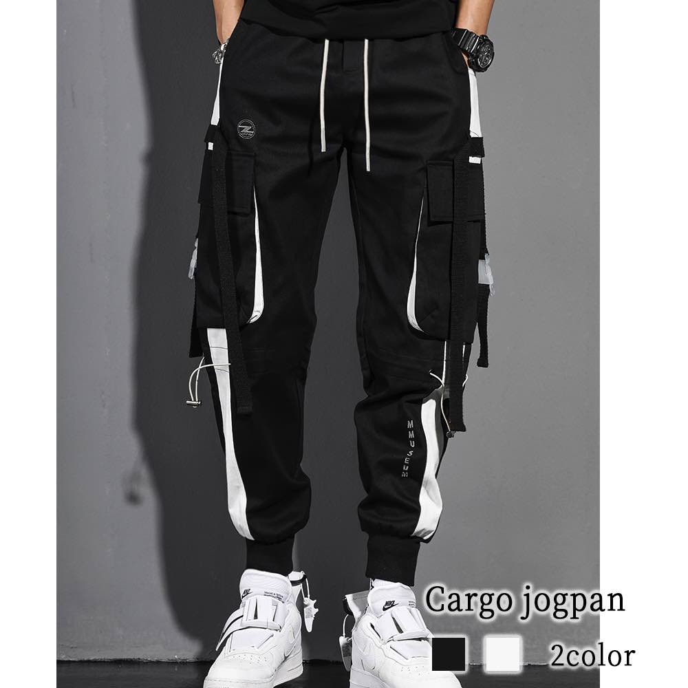 【商品名】カーゴジョガーパンツ【カラー】ブラック ホワイト【サイズ】S M L XL 2XL 3XL【サイズ表記】・Sサイズ 総丈91 ウエスト60 ヒップ110 裾口35・Mサイズ 総丈93 ウエス