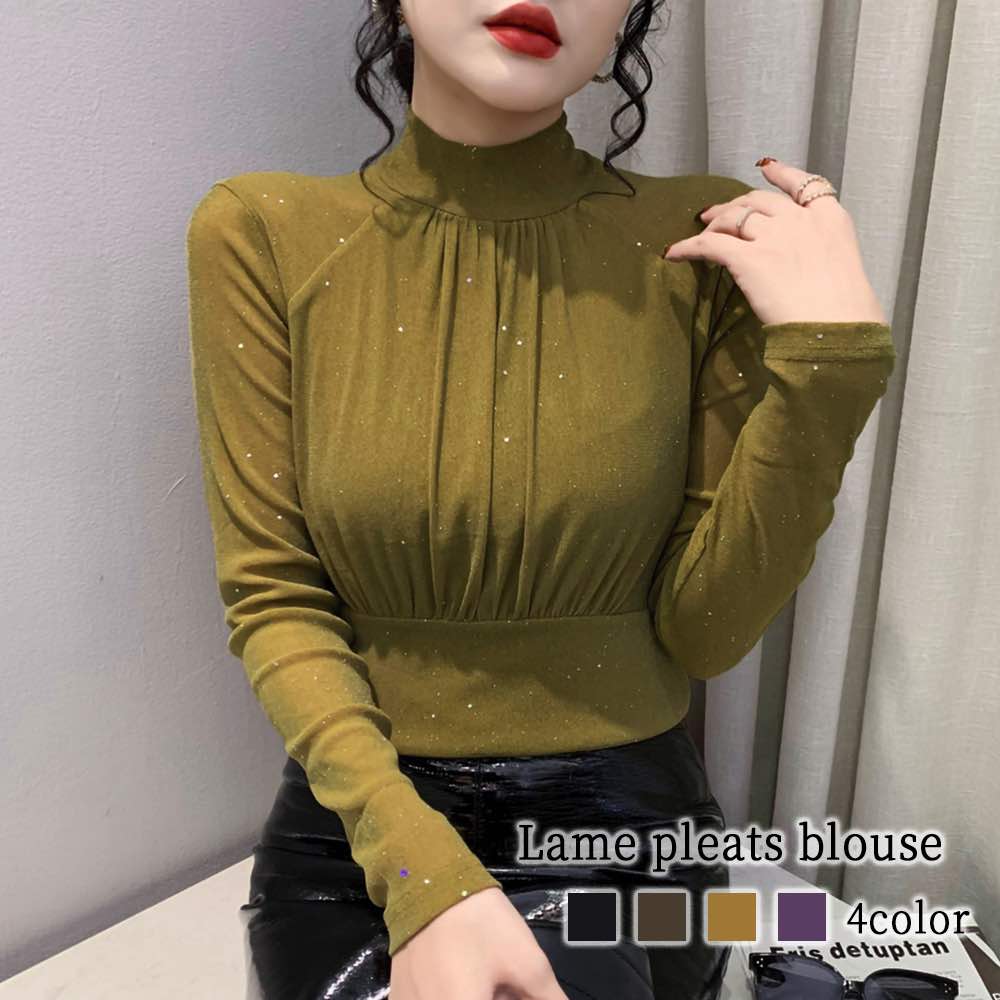 【商品名】ラメプリーツブラウス【カラー】ブラック ブラウン イエロー パープル【サイズ】S M L XL 2XL 3XL【サイズ表記】・Sサイズ:着丈57 身幅78 肩幅34 袖丈57・Mサイズ:着丈