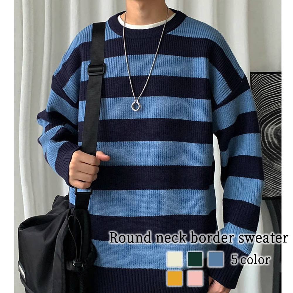 【商品名】ラウンドネックボーダーセーター【カラー】ホワイト グリーン ブルー イエロー ピンク【サイズ】M L XL 2XL 3XL【サイズ表記】・Mサイズ:着丈63 身幅108 肩幅54 袖丈67・