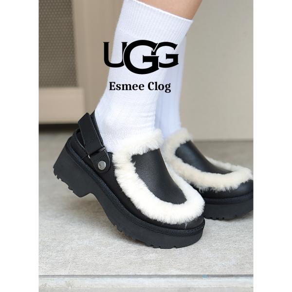 UGG アグ 厚底 クロッグ ミュール ファー サンダル エスミー レザー Esmee Leather Clog BLACK ( ブラック 黒 レザー レディース 1171507