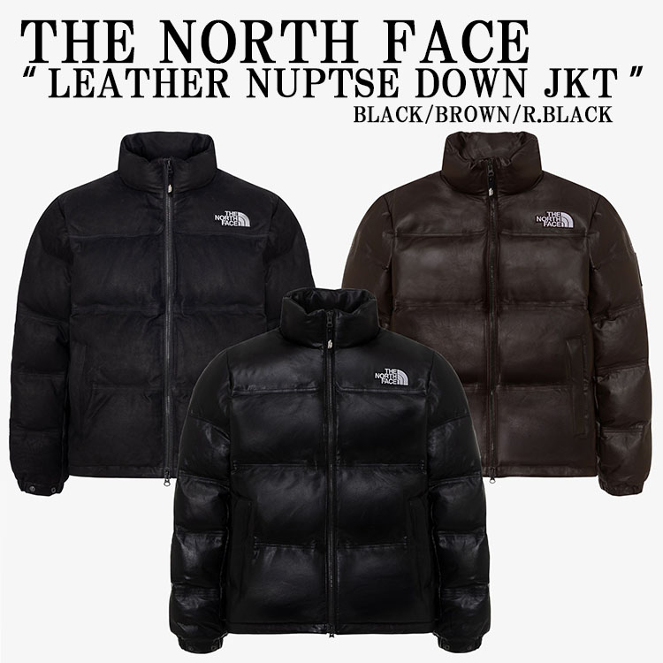 THE NORTH FACE ノースフェイス ダウンジャケット LEATHER NUPTSE DOWN JACKET (RDS) レザー 本革 BLACK BROWN 数量限定 NJ1DQ57J/K/L