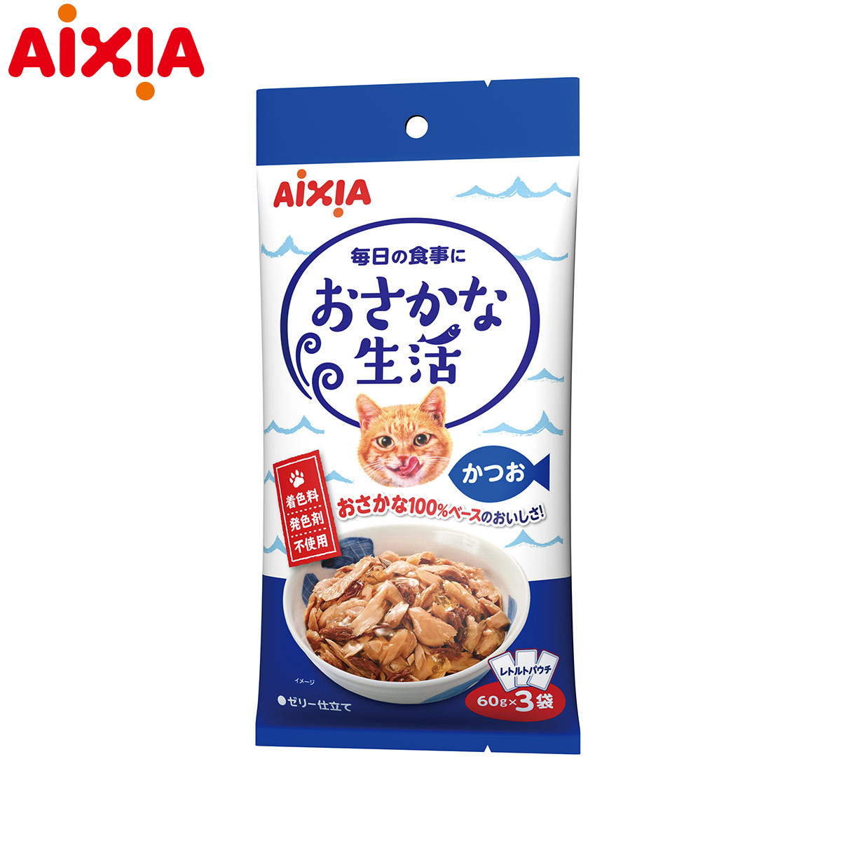 アイシア キャットフード おさかな生活 かつお 180g(60g×3袋)