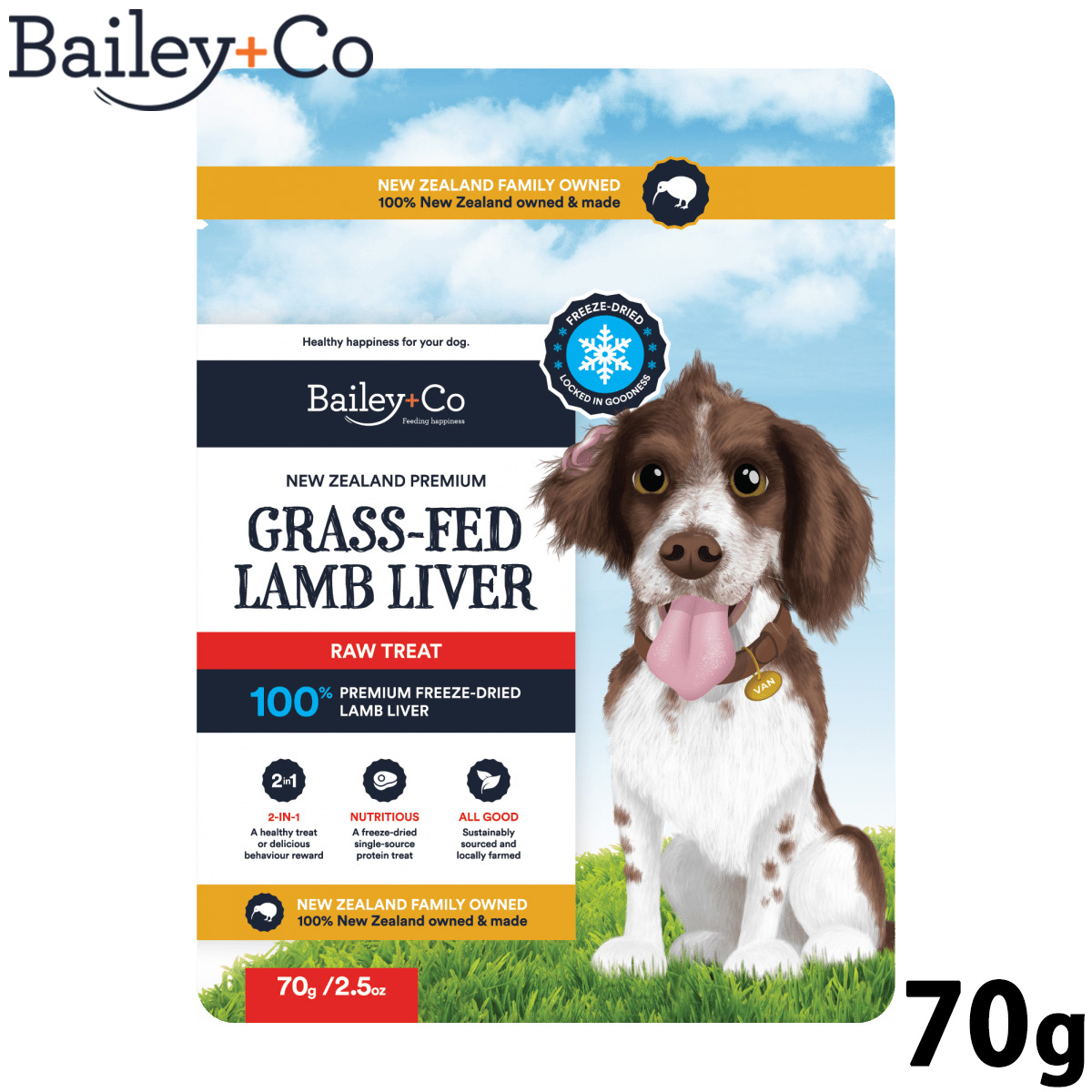 ベイリーコー Bailey+Co ドッグトリーツ フリーズドライ 牧草飼育ラムレバー 70g