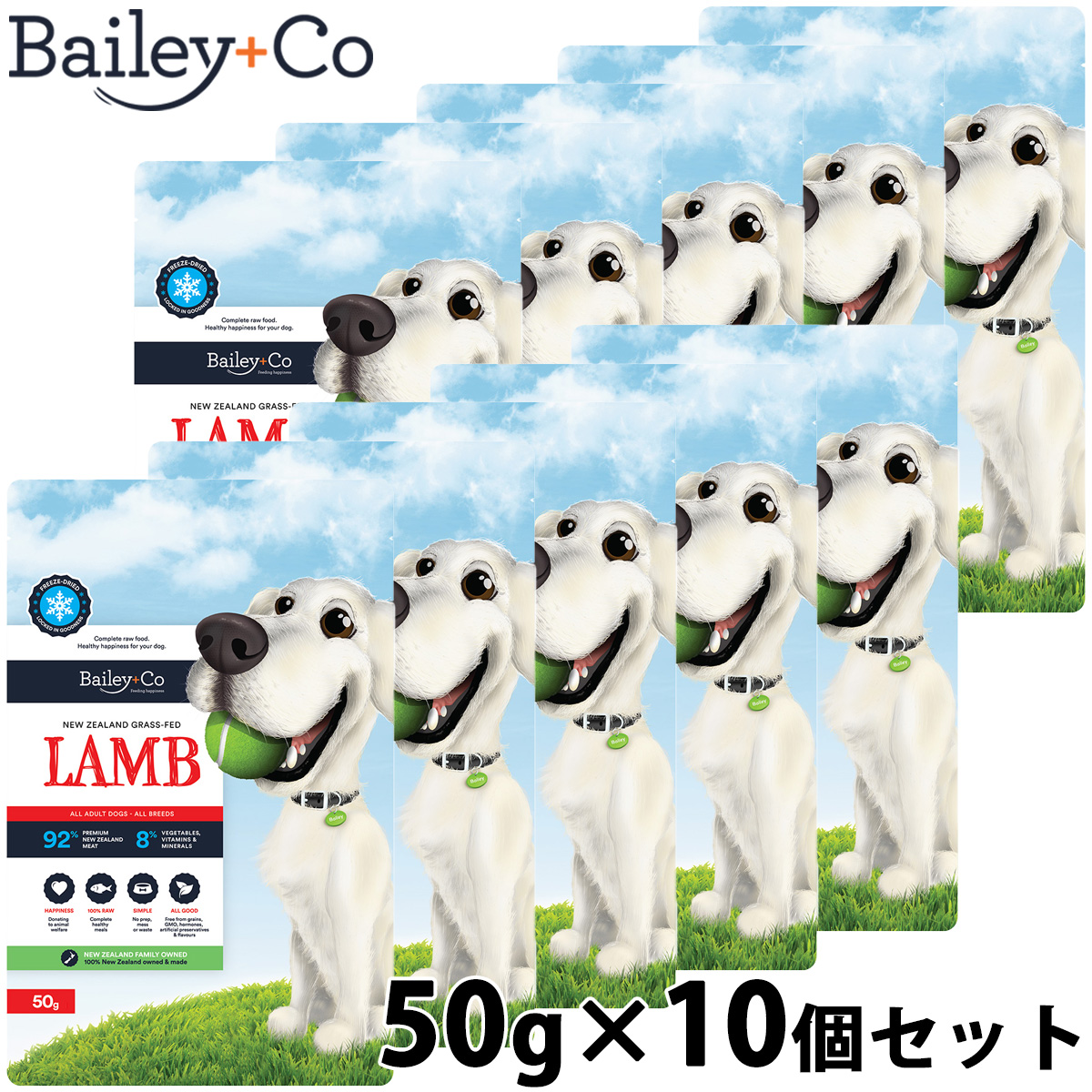 ベイリーコー Bailey+Co ドッグフード フリーズドライ コンプリート ラム 50g×10個セット